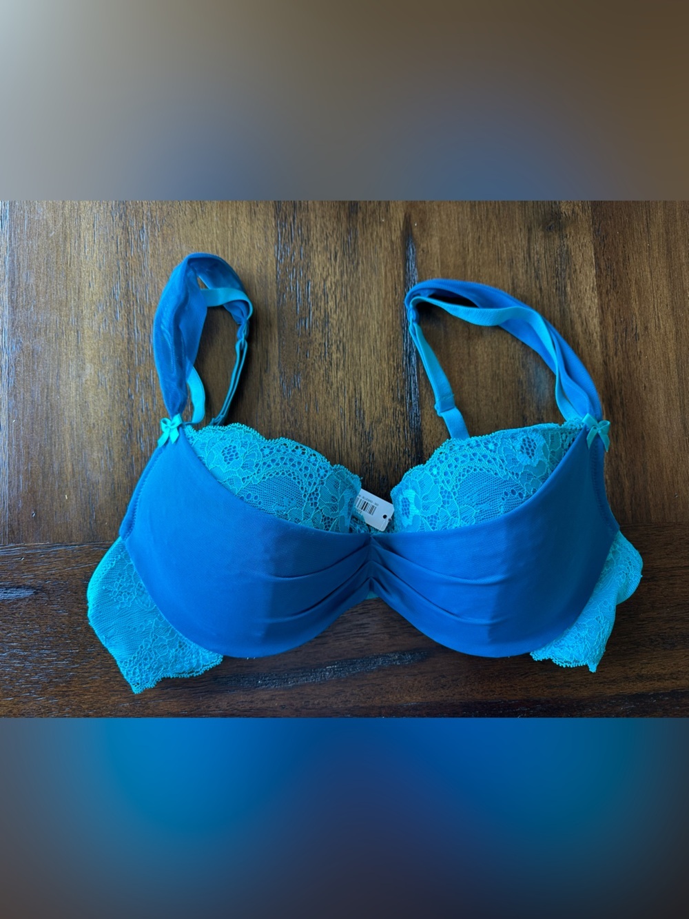 Adore Me Teal Lace-Trim Underwire Bra- size 36D